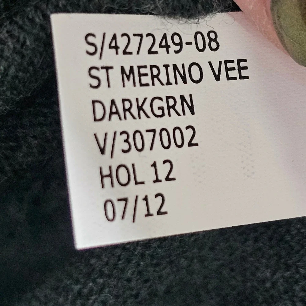 Banana Republic Extra Fine Merino Wool V-Neck Sweater Mens L Pullover Knit Green